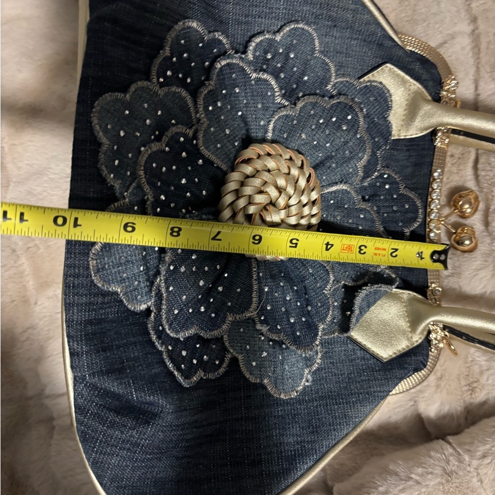 Source Unknown Denim and Gold Floral Shoulder Bag - Picture 7 of 8